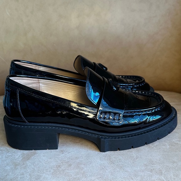Coach Women's Patent Leather Leah Loafer Black Size 7.5 - Picture 2 of 11